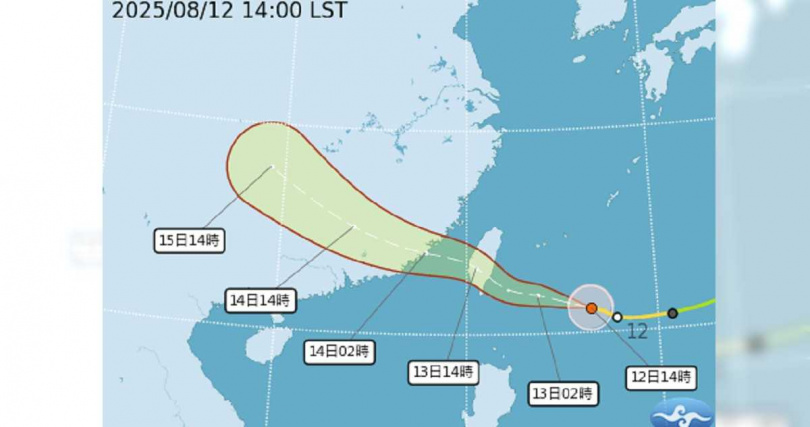 中度颱風「楊柳」路徑潛勢預報。（圖／翻攝自中央氣象署官網）