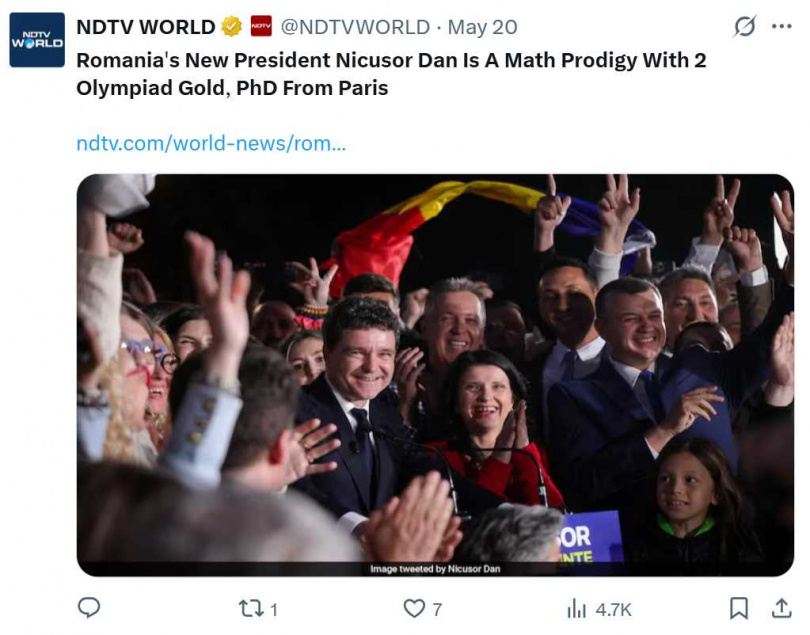 達恩在政壇活躍前就已是國際知名數學天才。（圖／翻攝自X）