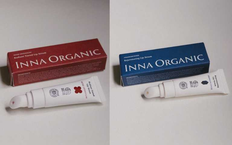 Inna Organic 玫瑰天竺葵好氣色舒緩潤唇精華10ml / 690元、乳香撫紋潤唇精華10ml / 660元(圖/品牌提供)