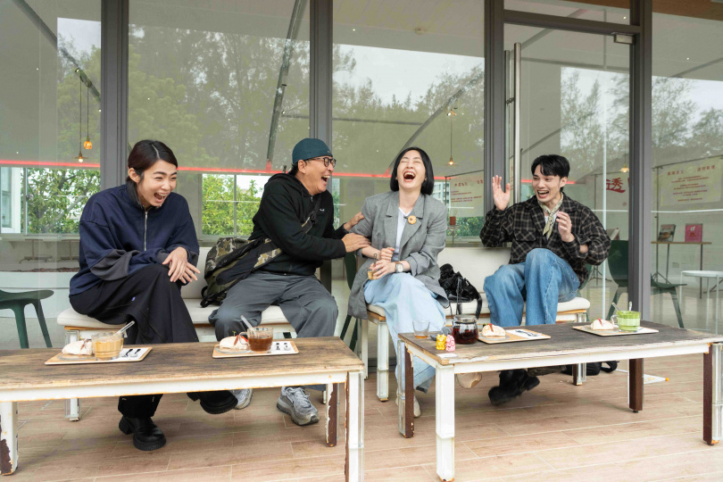 林思宇(左起)詹姆士、蔡燦得,攜黃偉晉暢遊桃園、新竹。(圖/東森提供)