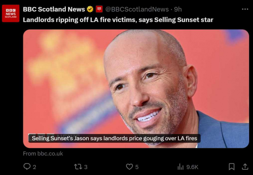 美國房地產經紀人傑森奧本海姆發現，當地房東居然「坐地起價」。（圖／翻攝自X）