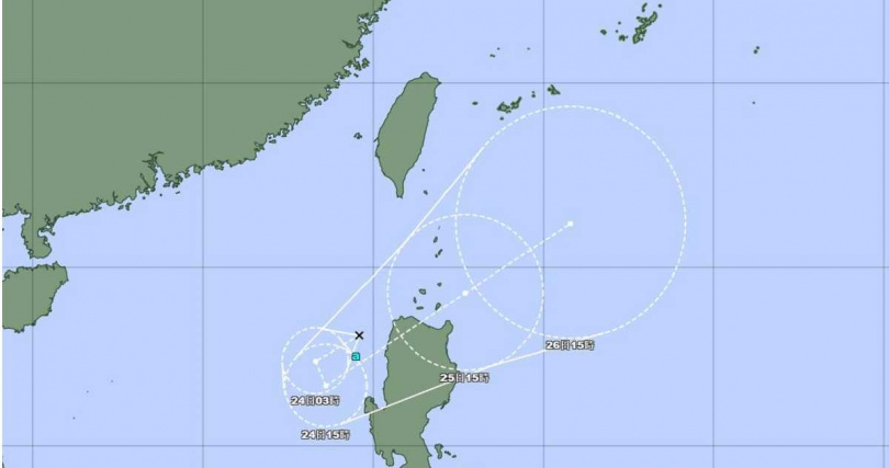另一個位於菲律賓西方海面的熱帶性低氣壓,有望成為第8號颱風「竹節草(Co-may,越南命名)」。(圖/翻攝自「台灣颱風論壇|天氣特急」臉書)