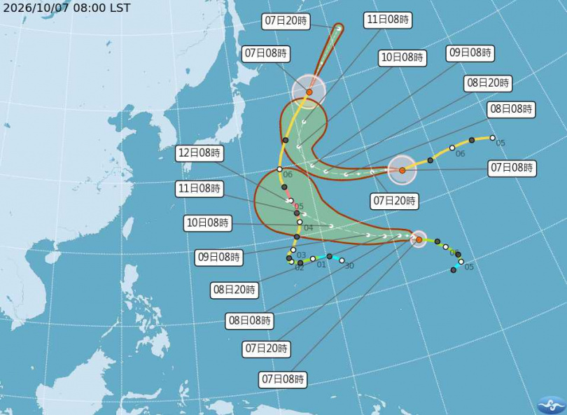 颱風路徑預測。(圖/氣象署提供)