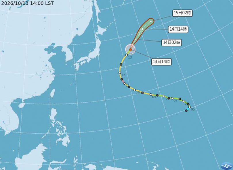 小熊颱風最新路徑。(圖/氣象署提供)