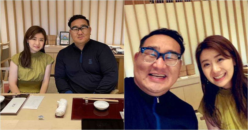 久違的福原愛又曝光,與已退役的相撲力士橫綱朝青龍共進午餐,看起來比之前又更消瘦了。(圖/翻攝推特)