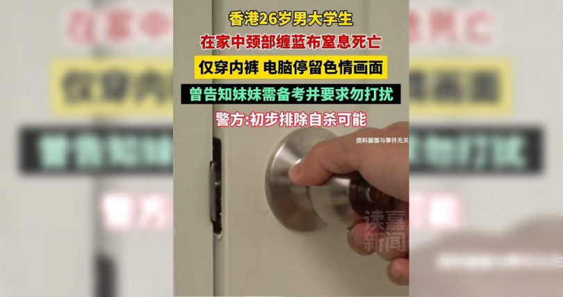 案發現場電腦畫面停在色情網站，警方已排除自殺可能，持續調查中。（圖／翻攝自觀威海）