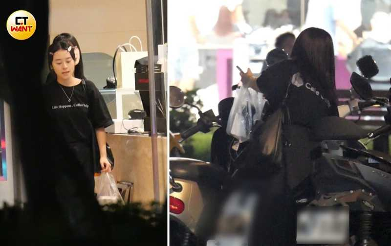 許莉廷從咖啡廳下班後提著疑似是甜點的袋子離開，搭乘捷運下車後再騎乘機車朝林毓家住家的方向前進。（圖／本刊攝影組）