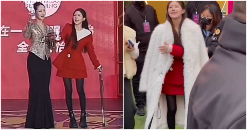 趙露思日前拍戲一度病倒，如今復工仍需拄拐杖行走。（圖／擷取自微博）