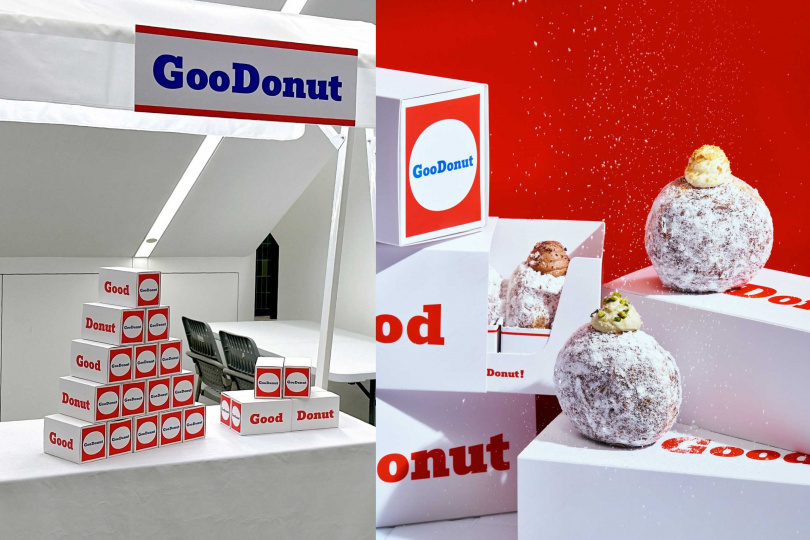 快閃攤位販售甜甜圈組合為卡士達、開心果、巧克力口味各1入。（260元／盒，圖／緯豆集團提供）