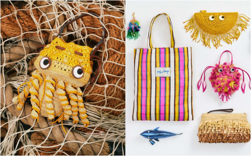 全台獨家的Anya Hindmarch Dive Shop系列商品，無論是斜背小包、手提袋 或吊飾配件，每一件作品都充滿收藏趣味。（圖／品牌提供）