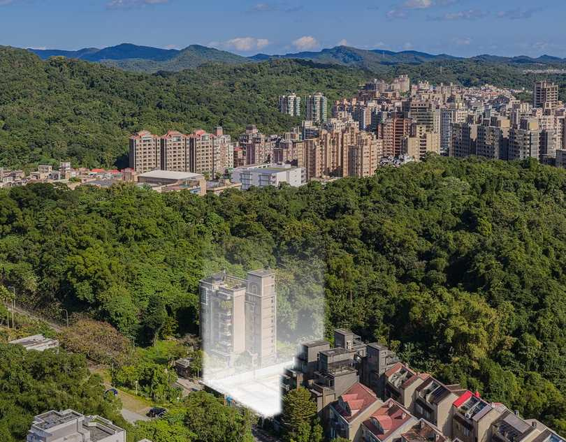 「展宜本植」毗鄰萬坪樹海第一排，在珍稀席位，打造綠奢精品建築。（圖片提供／展宜本植）