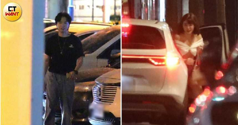 到了4月25日,比利在車邊等待陳波波,不久後她現身並迅速坐上副駕駛座。(圖/本刊攝影組)