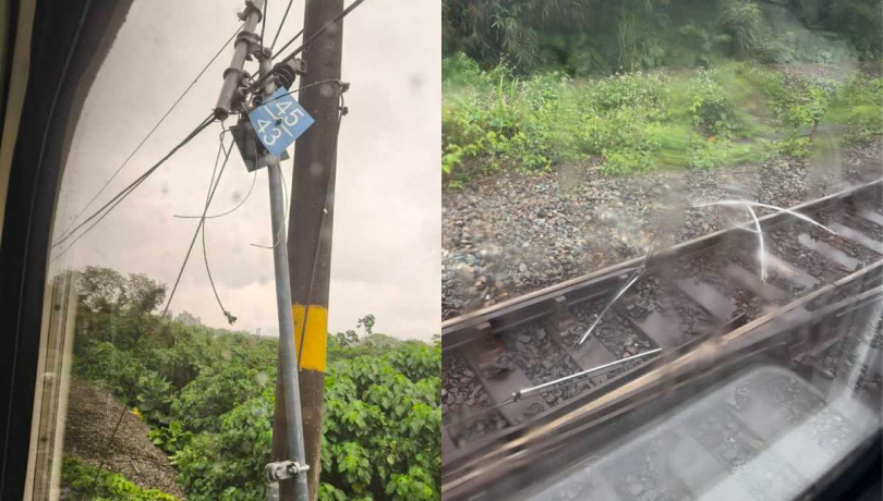 山佳站電車線掉落。(圖/翻攝自Threads/wupunpun_1216)