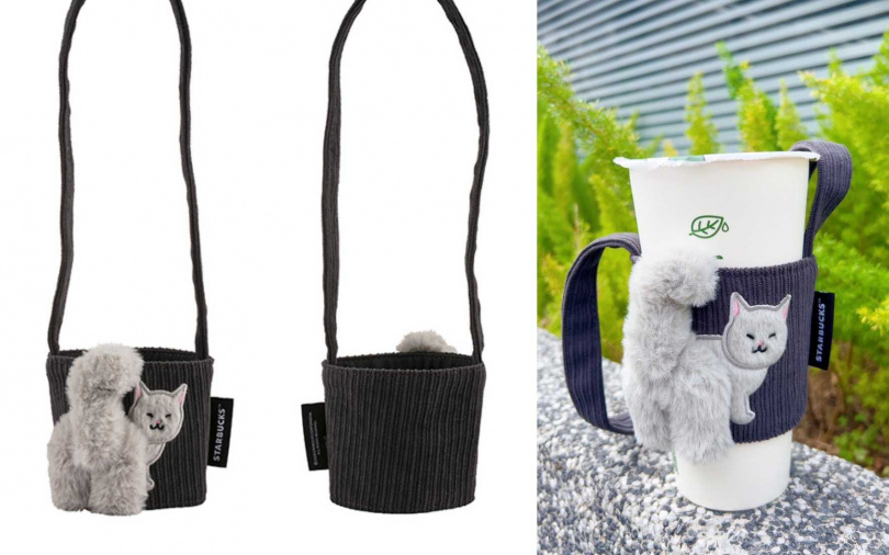 星巴克灰貓尾巴便利單杯提袋／350元（圖／吳雅鈴攝、翻攝星巴克官網）