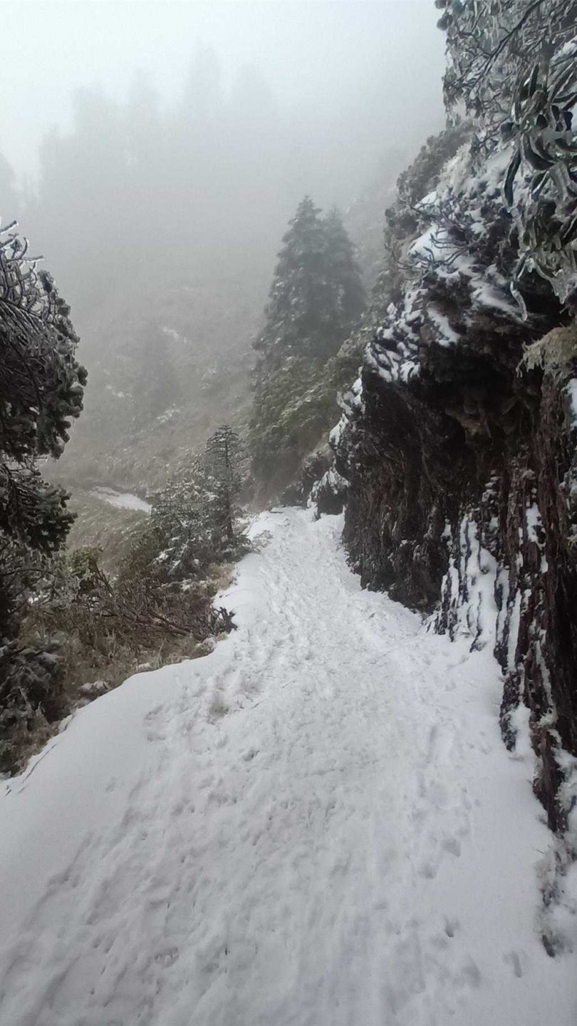 玉山群峰因冰雪導致步道結冰濕滑，提醒山友行前務必做好風險評估。