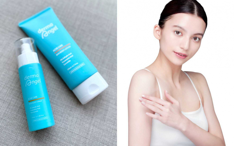 DermaAngel護妍天使，以居家輕醫美概念，推出2%水楊酸淨膚美背噴霧、2%水楊酸煥膚身體乳的身體煥膚護理品項，讓你居家也能擦出平滑嫩白肌！（圖／吳雅鈴攝、品牌提供）