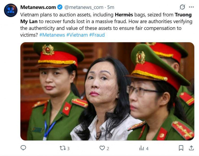 張美蘭透過控制西貢商業銀行及多家空殼公司，非法操作貸款與資金流向，涉案金額高達440億美元。（圖／翻攝自X，@metanews_com）