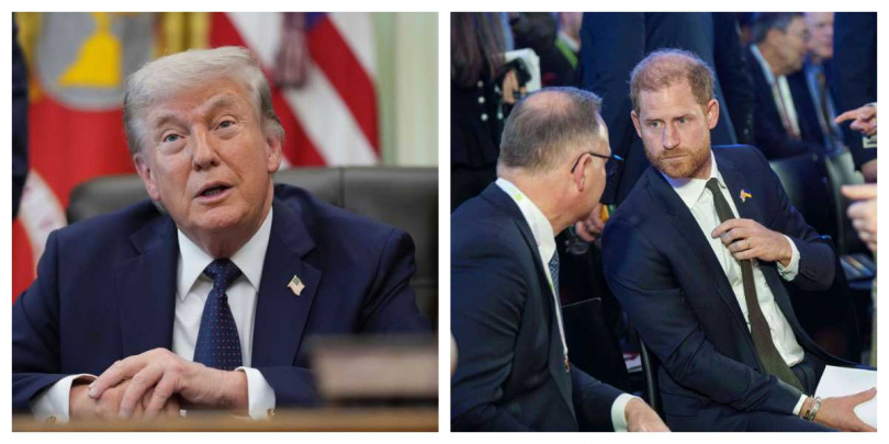 川普於白宮受訪，回應哈利對烏克蘭戰事的發言。