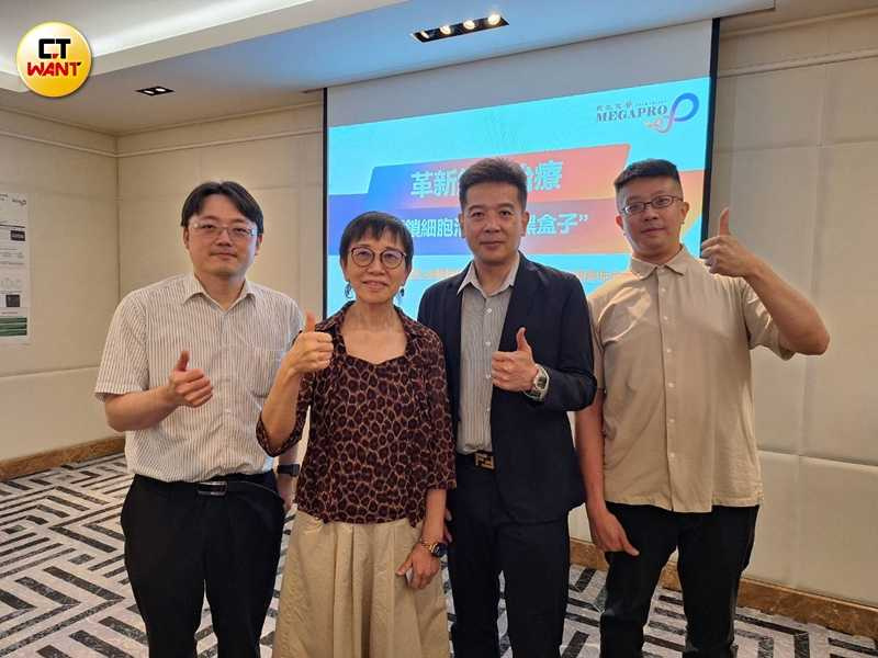 巨生醫完成多項關鍵臨床與法規里程碑,穩健推動長期發展動能。左起為財務副總邱奕翔、執行長王先知、顧問謝銘鈞、副總陳志隆及江季峰醫生。(圖/林榮芳攝)