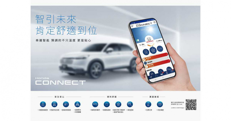 Honda推出Honda Connect車聯網服務,可透過手機 APP提供車主多項便利、安全、節能的功能。(圖╱台灣本田提供)