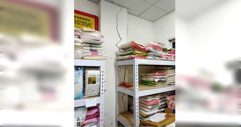 北市建管處表示,經結構技師公會、台北市土木技師公會勘檢,僅係粉刷層開裂,樑柱結構並未受損。(圖/北市建管處提供)