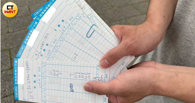 張志宏違反勞基法,高薪低報員工勞保外,還要員工在打卡紀錄上做假,僅讓員工月休6天。(圖/翁靖祐攝)