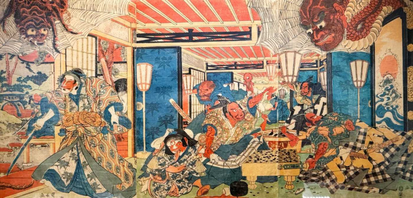 江戶時代的土蜘蛛來襲繪卷部分。(圖/吳德亮攝影)