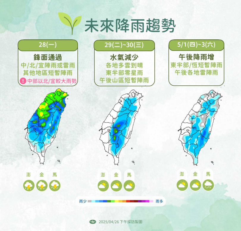 降雨趨勢。（圖／氣象署提供）