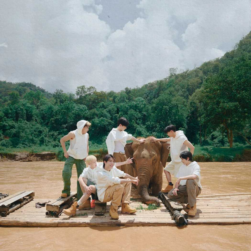 Ozone團員見到大象非常興奮。（圖／索尼音樂提供）