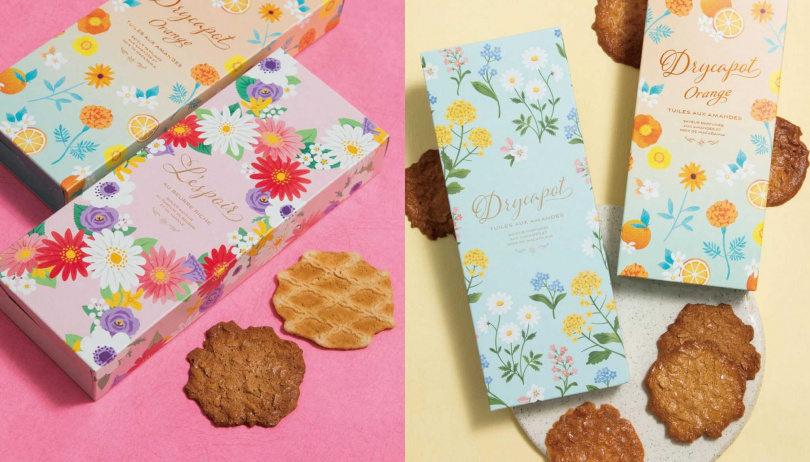 Lespoir「花卉綜合餅乾」禮盒內含「橙香夏威夷豆杏仁薄煎餅」8入、「奶油薄煎餅」12入。（780元，圖／神戶風月堂提供）