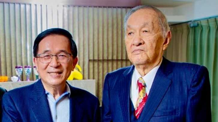 前總統陳水扁（左起）在2021年曾與前總統府資政彭明敏同框進行一場跨世代民主對話。（圖／翻攝自陳水扁臉書）