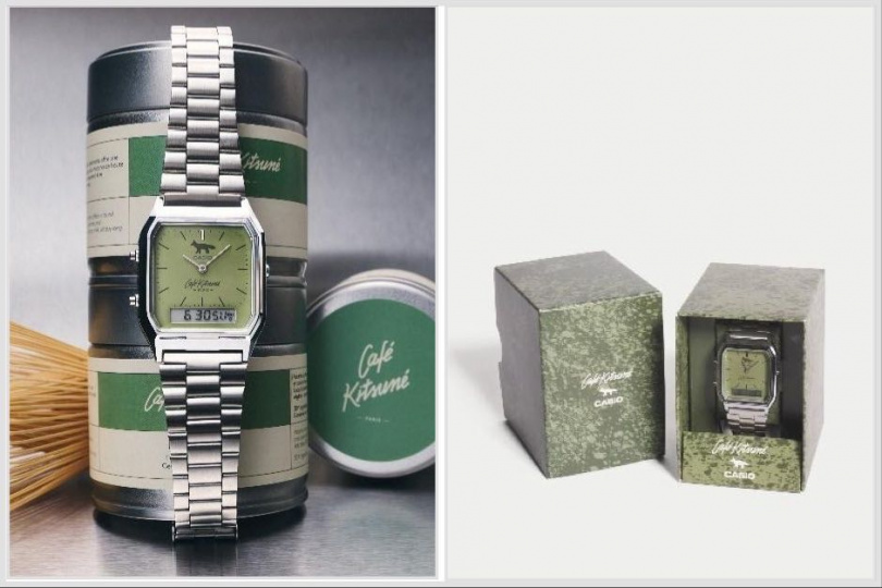 CASIO VINTAGE×Café Kitsuné聯名腕錶AQ-230ECK / 3,600元，Garden City大巨蛋店限量30支。（圖／品牌提供）