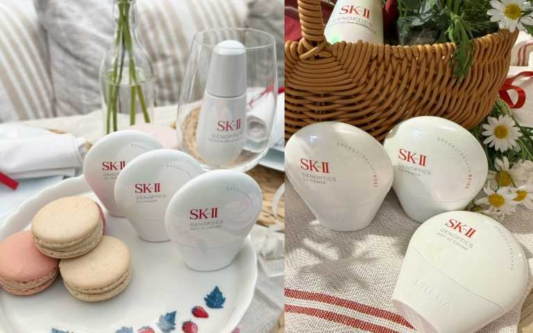 SK-II光蘊輕透全效防曬霜（無色）SPF 50+ PA++++、SK-II光蘊輕透CC霜（自然膚）SPF 50+ PA++++、SK-II光蘊輕透CC霜（玫瑰粉）SPF 50+ PA++++：中和蠟黃、氣色提亮，也能作為局部打亮使用。各30g / 2,250元（圖／黃筱婷攝）