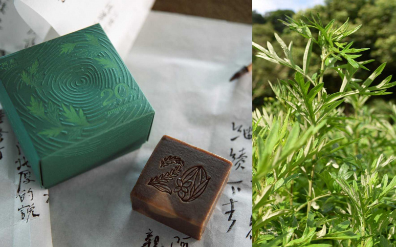 以品牌代表性草本植物「艾草」為主角的「艾平安紀念皂」。（圖／品牌提供）