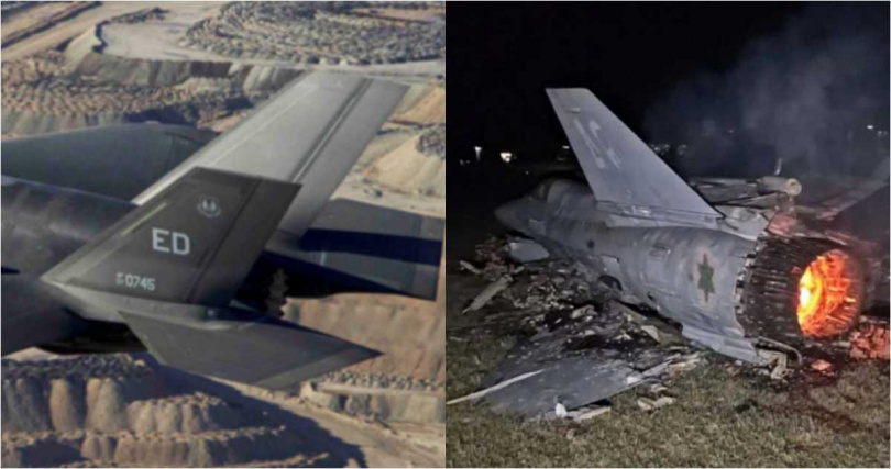 網友指出，以色列空軍的F35機身特徵，與伊朗方面發布的戰機殘骸照片「嚴重不符」。（圖／翻攝X／Islamic Republic of Iran）