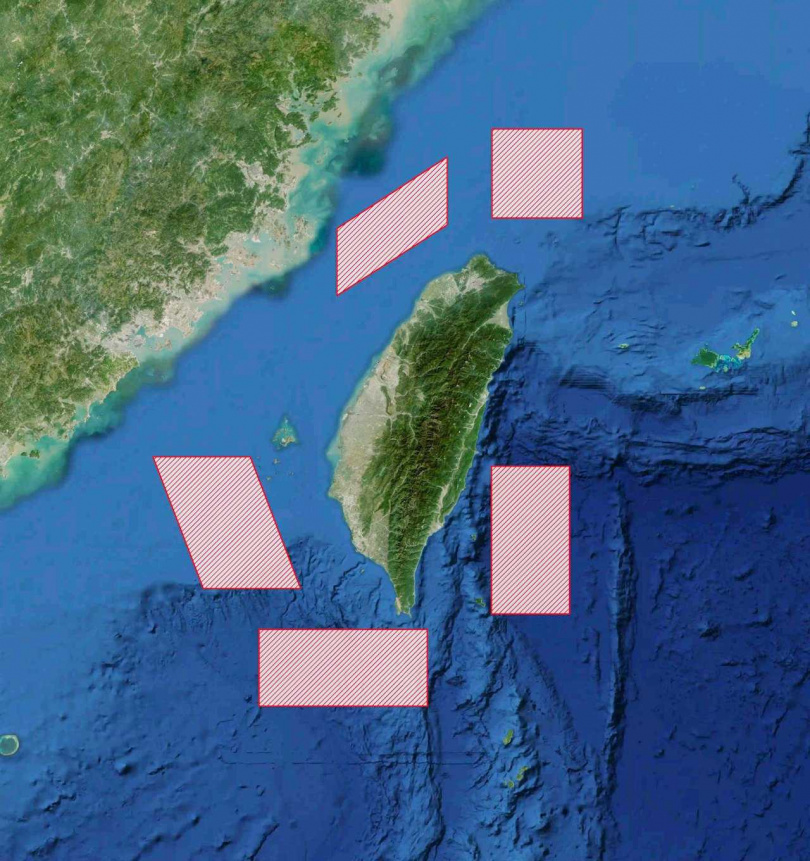 「正義使命-2025」演習區域。(圖/翻攝自《新華社》)
