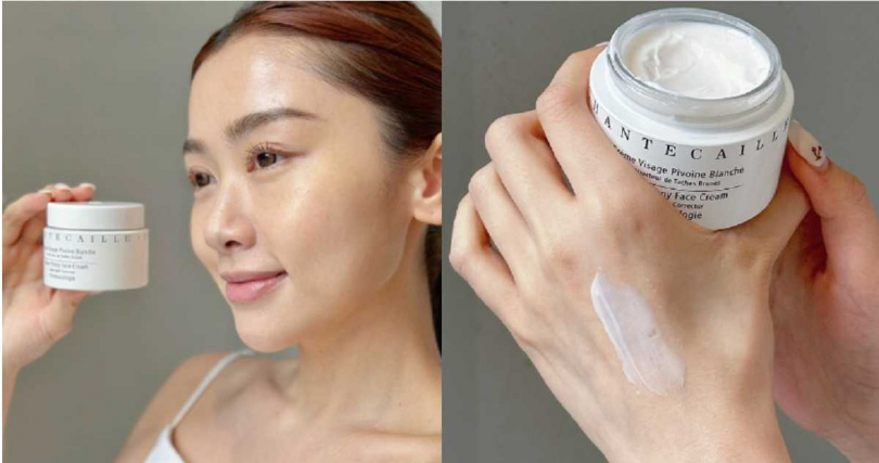 柔嫩奶油質地輕潤好吸收，為肌膚深層滋養，運用專利成分有感淡化色斑、勻亮膚色，改善暗沉不均，展現穩定透亮的健康膚質。香緹卡 雪牡丹臻白透亮乳霜 50ml／13,500元（圖／廖怡婷攝）