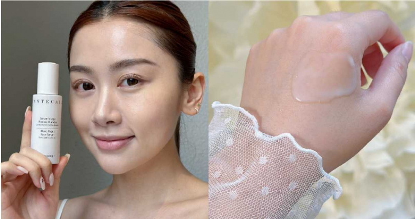 質地更加絲滑好延展，能瞬間被皮膚吸收。獨特花植配方同步掃除肌表暗沉並淡化淺層紋路，提升肌膚光澤與平滑度，除去歲月痕跡。香緹卡 雪牡丹臻白透亮精華 30ml／14,000元（圖／廖怡婷攝）