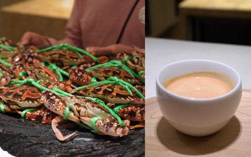 「萃取 蟹湯」有鮮度與香氣,但口感並不濃稠,製作時間短、品嘗亦要即時。(圖/魏妤靜攝)