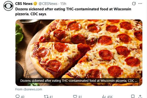 威州「Famous Yeti's Pizza」餐廳誤用含THC食用油，造成85人中毒。（圖／翻攝自X）