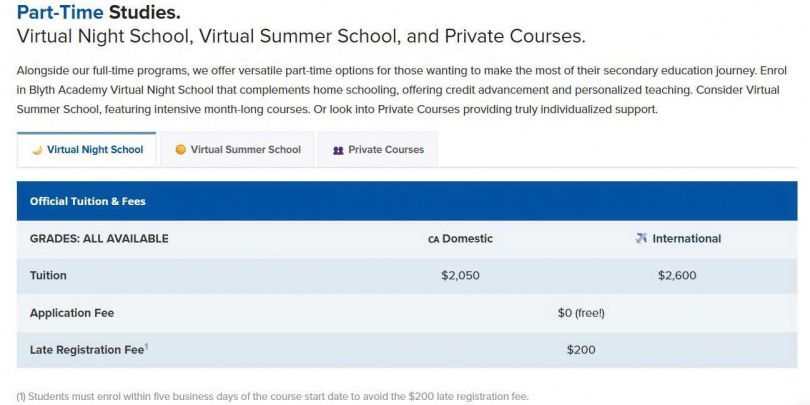 陳祖豐解釋到，加拿大的布萊斯學院在收費上，目前實際金額換算為台幣大約為37萬，而非對方所指的10萬元。（圖／翻攝自Blyth Academy官網）
