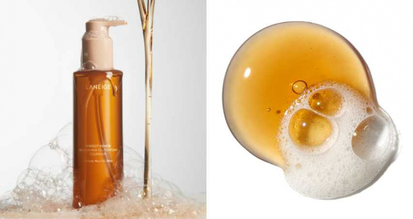 蘭芝首創洗卸合一的潔顏油，獨家「植萃卸妝油」轉化為綿密細緻「潔顏泡沫」配方，卸除厚重妝容同時深層潔淨肌膚，並添加5重精華植萃油，卸妝同時舒緩滋養肌膚。蘭芝 完美新生賦活潔顏油 200ml／1,150元（圖／品牌提供）