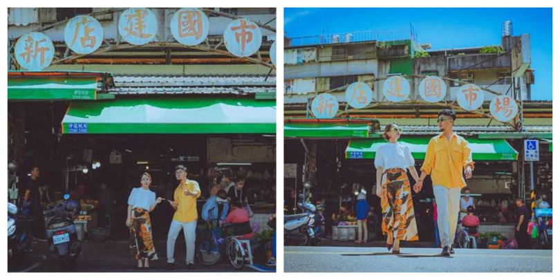 范宸菲選擇在新店建國市場拍婚紗照,紀念兩人首次約會地點,風格樸實溫馨。(圖/翻攝自IG,fun.chenfei)