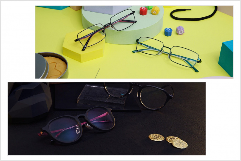 (下)OWNDAYS × 魷魚遊戲「代表人物」款眼鏡/3,990元。(上)OWNDAYS × 魷魚遊戲「運動服」款眼鏡/3,490元。(圖/品牌提供)