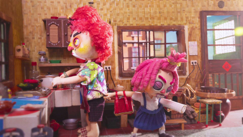 偶動畫《我是陳派派》主角陳派派跟施柏宇互動。（圖／高雄電影節提供）