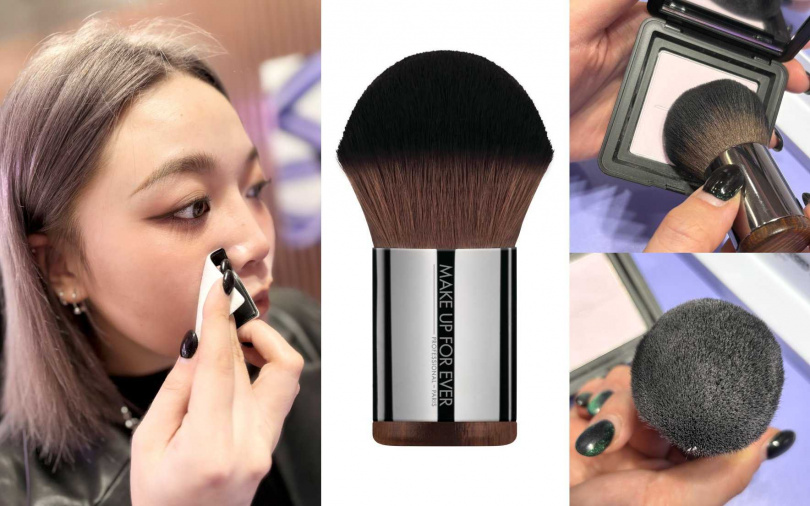 用粉撲上妝能緊實壓粉定妝效果更升級、用蜜粉刷上妝則可讓妝效更顯乾淨清透;聰明的女生就知道化妝包裡兩種化妝工具都要備起來。(圖/吳雅鈴攝、品牌提供)