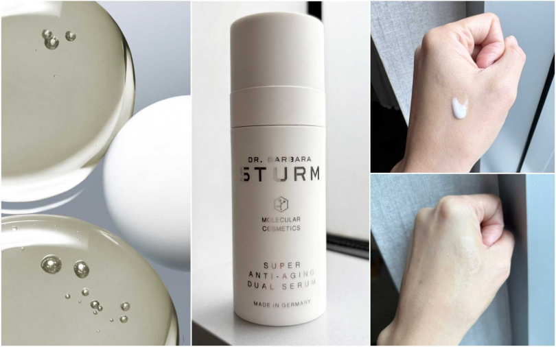 DR.BARBARA STURM極緻抗老修護雙精華50ml／15,000元 水乳1:1的黃金比例，透過雙管設計能同時瞬間融合，達到最佳修護效果。（圖／吳雅鈴攝、品牌提供）