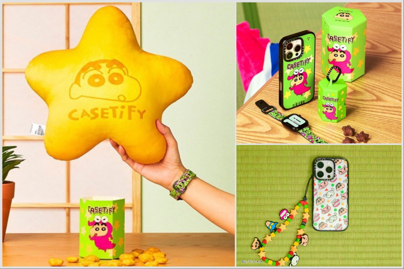 圖說：巧克比耳機保護殼 、蠟筆小新串珠手機吊飾、巧克比抱枕。（圖／品牌提供）