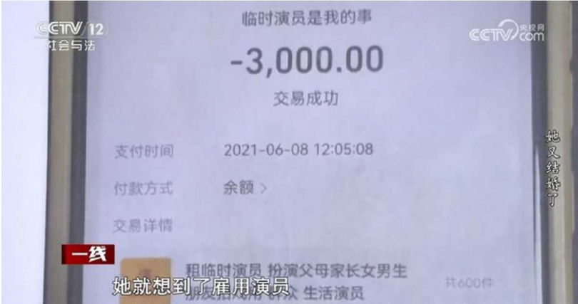 為讓男方信以為真，林歡歡多次雇用臨演假扮父母與對方家長見面。