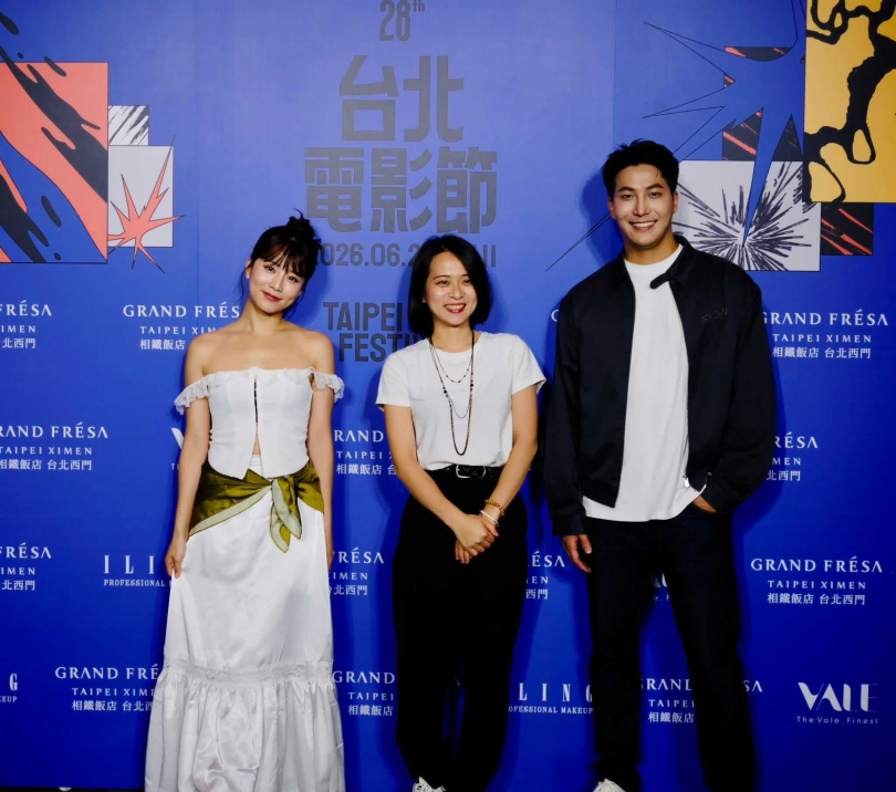 王上菲(左起)，製片沈俞樺，吳翔震，出席台北電影節《潛台詞》首映。（圖／吳翔震工作室）